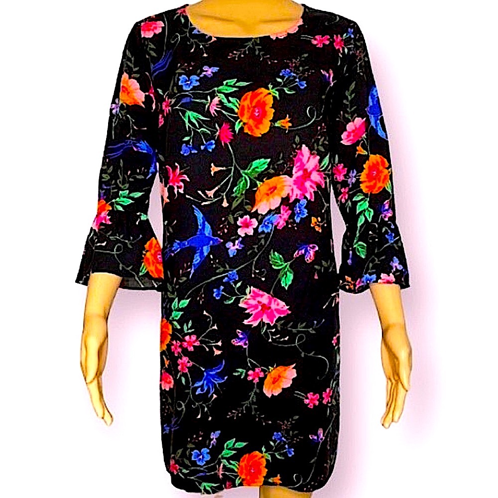 Old Navy black floral shift dress Sz.S